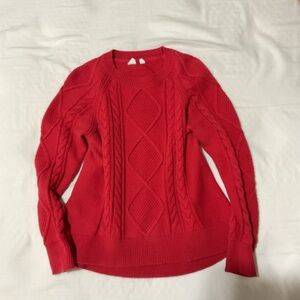 Red Cable Knit Women's Sweater